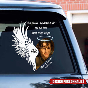 Autocollant Commémoratif Personnalisé – Ailes d’Ange avec Photo et Nom