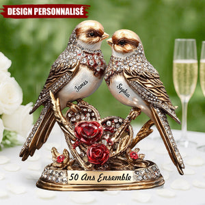 Plaque Acrylique Personnalisée – Oiseaux de l’Amour pour Anniversaire de Mariage