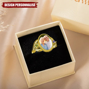 Bague Ovale Personnalisée avec Photo - Cadeau Romantique et Intemporel pour Couples