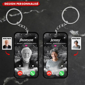 Porte-clés personnalisé L’appel que j’aimerais pouvoir passer – Avec photo et nom