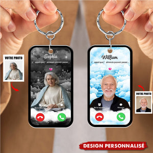 Porte-clés personnalisé L’appel que j’aimerais pouvoir passer – Avec photo et nom