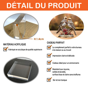 Plaque Acrylique Personnalisée – Oiseaux de l’Amour pour Anniversaire de Mariage