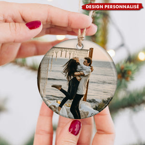 Ornement Céramique Personnalisé – Lieu de Fiançailles avec Photo & Carte
