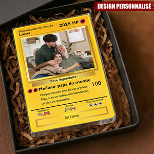 Plaque Acrylique Personnalisée Style Carte de Jeu - Cadeau Unique pour Papa