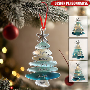Ornement de Noël Personnalisé en Forme de Sapin – Cadeau Familial Unique
