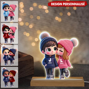 Lampe LED Personnalisée Couple Chibi – Cadeau d’Amour Unique et Lumineux