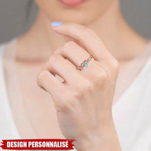 Bague Personnalisée avec Pierre de Naissance – Design Cœur Élégant et Gravure Prénom