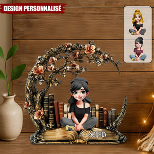 Plaque Acrylique Personnalisée – Une Fille, Un Livre, Un Univers de Rêve