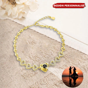 Bracelet Cœur avec Projection Photo – Cadeau Personnalisé d’Amour
