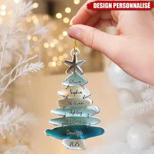 Ornement de Noël Personnalisé en Forme de Sapin – Cadeau Familial Unique