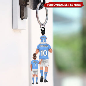 Porte-clés Équipe de Football Personnalisé – Papa et Enfants avec Prénoms et Numéros