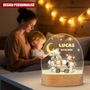 Lampe LED Personnalisée – Animaux de la Savane sous la Lune