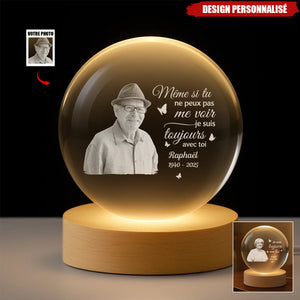 Lampe Souvenir Personnalisée en Cristal – “Je suis toujours avec toi”