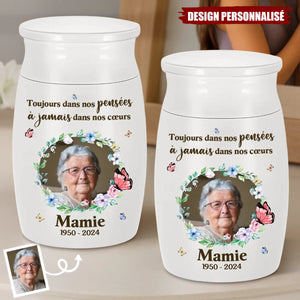 Urne Commémorative Personnalisée avec Photo et Message – En Mémoire d’un Être Cher