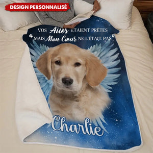 Couverture Personnalisée avec Photo d’Animal – Hommage Émotionnel avec Ailes d’Ange et Prénom