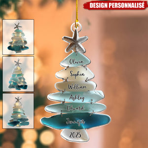 Ornement de Noël Personnalisé en Forme de Sapin – Cadeau Familial Unique