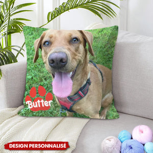 Coussin Personnalisé avec Photo d’Animal – Cadeau Doux et Unique