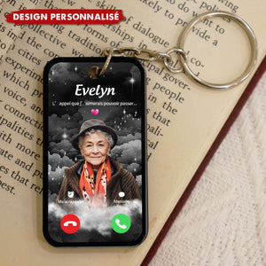 Porte-clés personnalisé L’appel que j’aimerais pouvoir passer – Avec photo et nom