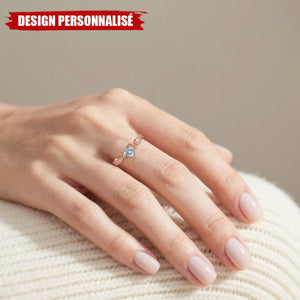 Bague Personnalisée avec Pierre de Naissance – Design Cœur Élégant et Gravure Prénom