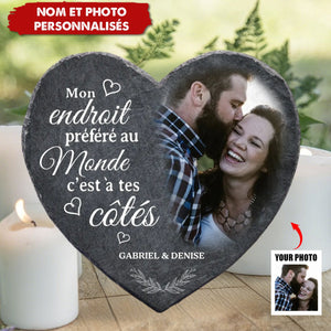 Plaque Cœur en Pierre Personnalisée – Cadeau Romantique Unique