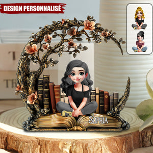 Plaque Acrylique Personnalisée – Une Fille, Un Livre, Un Univers de Rêve