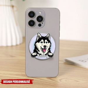 Support de Téléphone Personnalisé avec Portrait de Chien - Cadeau Unique pour Amoureux des Animaux
