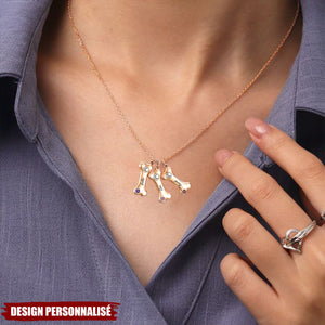 Collier Personnalisé en Forme d’Os - Cadeau Unique pour Amoureux des Animaux