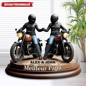 Plaque Acrylique Personnalisée Motard Père & Fils – Meilleur Papa