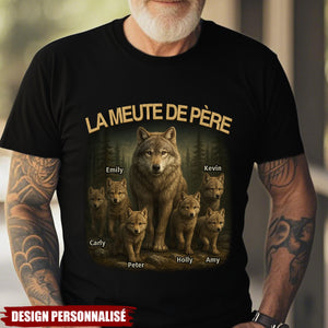 La Meute de Papa – T-shirt personnalisé avec prénom des enfants
