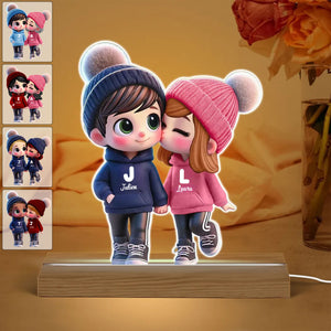 Lampe LED Personnalisée Couple Chibi – Cadeau d’Amour Unique et Lumineux