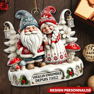 Suspension Acrylique Personnalisée - Vieillir Ensemble avec un Couple de Nains