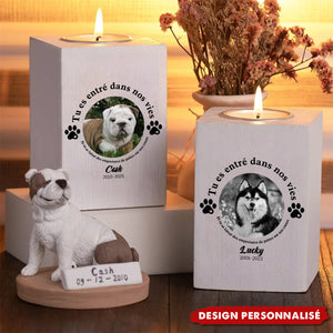 Bougeoir en Bois Personnalisé – Hommage pour Animaux de Compagnie