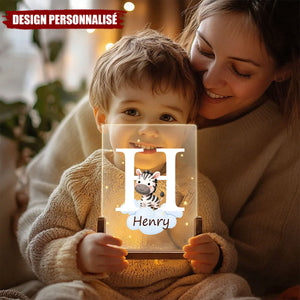 Lampe LED Acrylique Personnalisée avec Lettre et Animal – Cadeau Unique pour Enfants