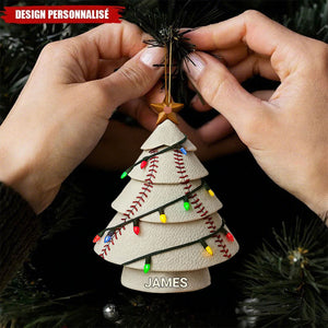 Ornement de Noël Personnalisé en Forme de Sapin – Design Sportif Unique