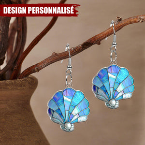 Créoles en Acrylique Personnalisées – Style Vitrail Inspiré de la Plage