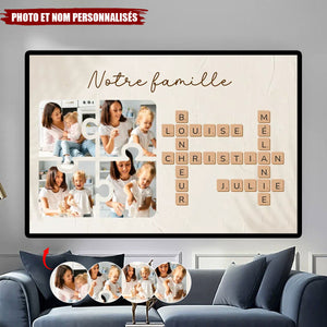 Personnalisé Tableau Scrabble "Notre Famille" avec Photos et Prénoms