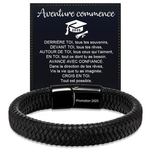 Bracelet en Cuir Personnalisé pour Homme – Cadeaux pour la fête des pères, un anniversaire ou une remise de diplôme