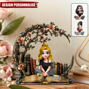 Plaque Acrylique Personnalisée – Une Fille, Un Livre, Un Univers de Rêve