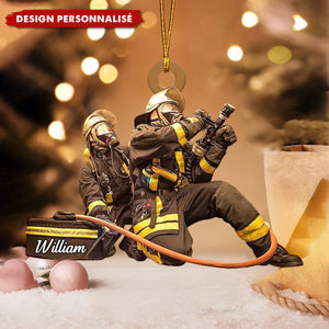 Ornement de Sapin Personnalisé Pompier – Cadeau de Noël Unique et Touchant
