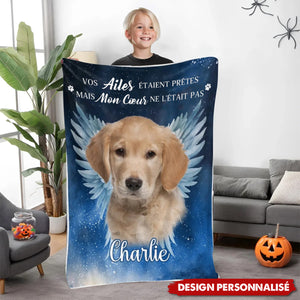 Couverture Personnalisée avec Photo d’Animal – Hommage Émotionnel avec Ailes d’Ange et Prénom