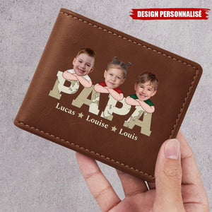 Portefeuille Personnalisé "PAPA" avec Photos d’Enfants – Cadeau Émotionnel pour Papa