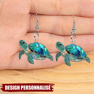 Créoles en Acrylique Personnalisées – Style Vitrail Inspiré de la Plage