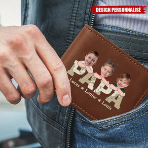 Portefeuille Personnalisé "PAPA" avec Photos d’Enfants – Cadeau Émotionnel pour Papa
