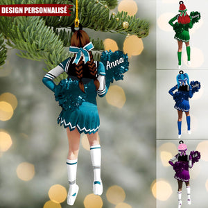 Pom-Pom Girl avec Nom ornement - Cadeau Unique pour Cheerleader