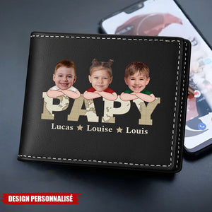 Portefeuille Personnalisé "PAPA" avec Photos d’Enfants – Cadeau Émotionnel pour Papa