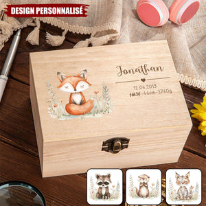 Boîte de rangement en bois personnalisée – Cadeau Unique pour Nouveau-né