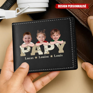 Portefeuille Personnalisé "PAPA" avec Photos d’Enfants – Cadeau Émotionnel pour Papa