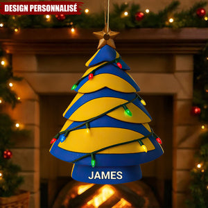 Ornement de Noël Personnalisé en Forme de Sapin – Design Sportif Unique