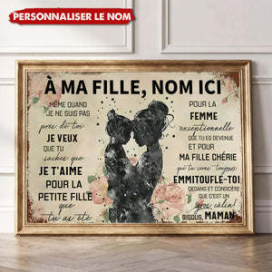 À Ma Fille – Cadeau Émotionnel Personnalisé de Maman, Affiche Murale Touchante
