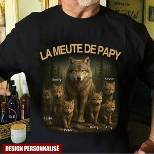 La Meute de Papa – T-shirt personnalisé avec prénom des enfants